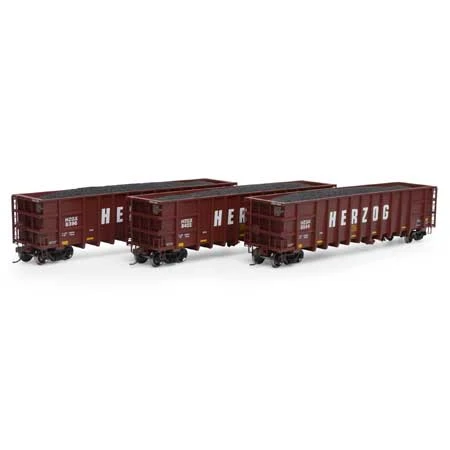 Athearn 7478 HO Scale Thrall High Side Gondola With Load Herzog "Brown" HZGX 3 Pack #3