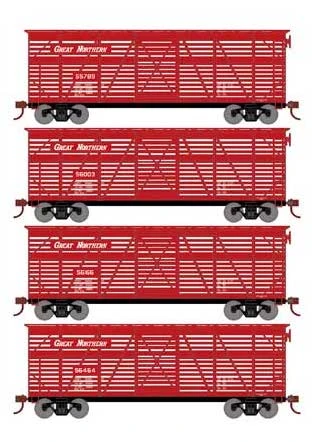 Athearn 76000 HO Scale 40' Stock Car Great Northern GN 4 Pack