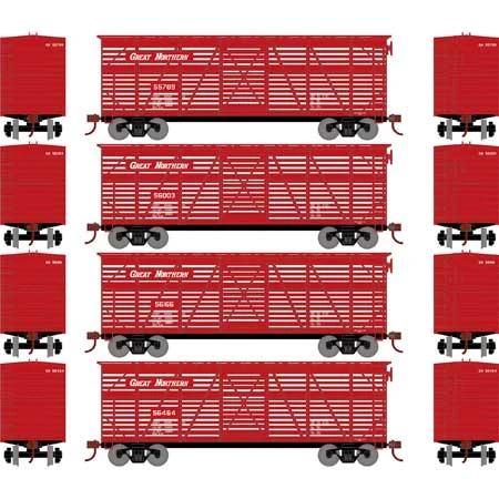 Athearn 76000 HO Scale 40' Stock Car Great Northern GN 4 Pack - Image 2