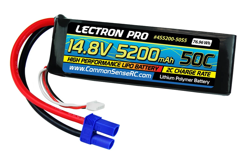 Common Sense RC (4S5200-50S5) Lectron Pro 4S 14.8V 5200mAh 75C Soft Case LiPo Battery With EC5