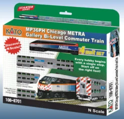 Kato 106-8701DCC N Scale Metra MP36 And 3 Car Train Set With DCC (NO Track Or Power)