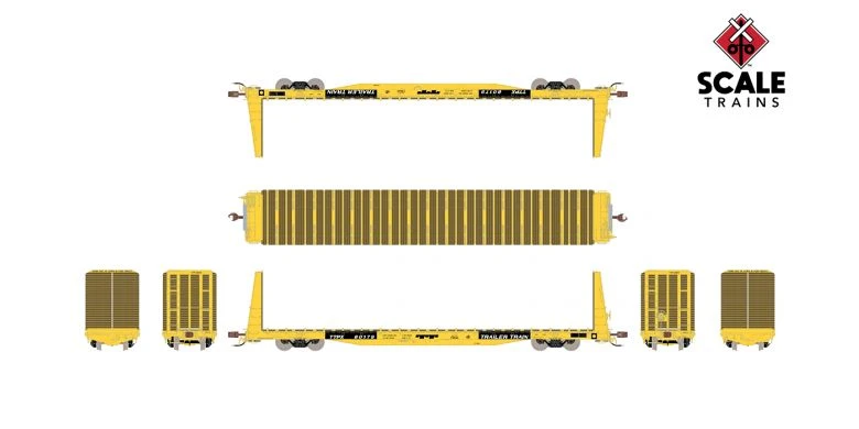 ScaleTrains Rivet 38377 HO Scale BSC F68AH Bulkhead Flatcar "Yellow" TTPX 80179 - Image 2